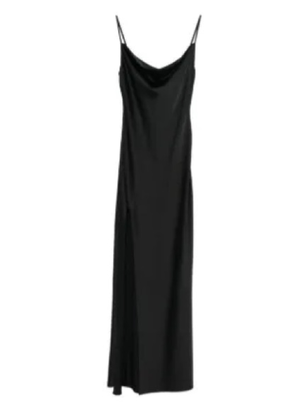 Theory Black Satin Slip Midi Dress